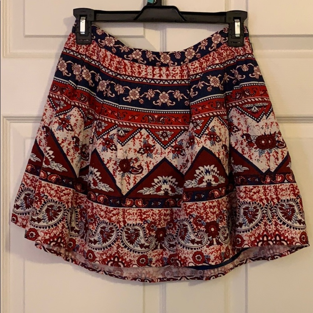 Linen Patterned Mini Skirt